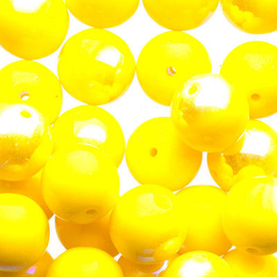 Glass Beads - 8mm - Round - Opaque Yellow AB (25)