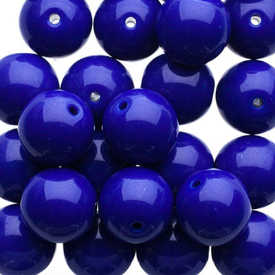 Glass Beads - 8mm - Round - Opaque Cobalt (25)
