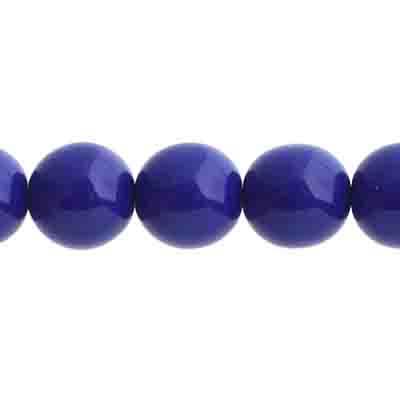 Glass Beads - 8mm Round - Opaque Cobalt (22pc strand)