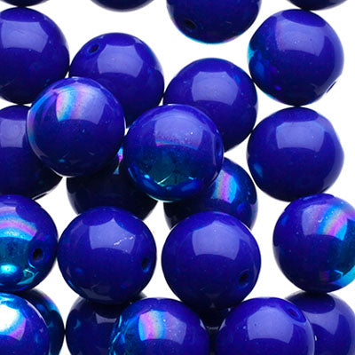 Glass Beads - 8mm - Round - Opaque Cobalt AB (25)