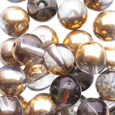 Glass Beads - 8mm - Round - Crystal Aurum (25)