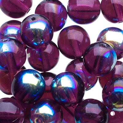 Glass Beads - 8mm - Round - Transparent Amethyst AB (25)