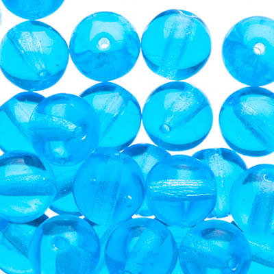Glass Beads - 8mm - Round - Transparent Aqua (25)