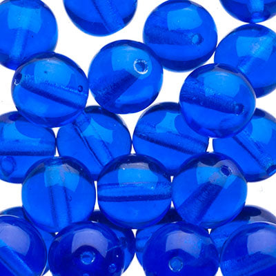 Glass Beads - 8mm - Round - Transparent Capri Blue (25)