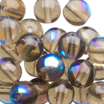 Glass Beads - 8mm - Round - Transparent Black Diamond AB (25)