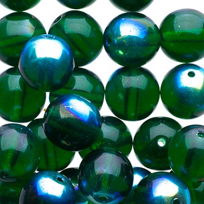 Glass Beads - 8mm - Round - Transparent Green AB (25)