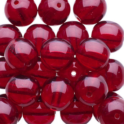 Glass Beads - 8mm - Round - Transparent Garnet (25)