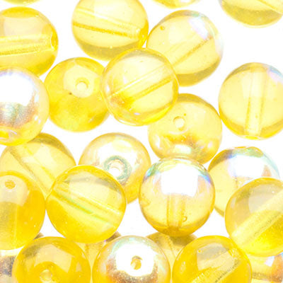 Glass Beads - 8mm - Round - Jonquil AB (25)