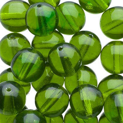 Glass Beads - 8mm - Round - Transparent Olivine (25)
