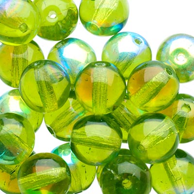 Glass Beads - 8mm - Round - Olivine AB (25)