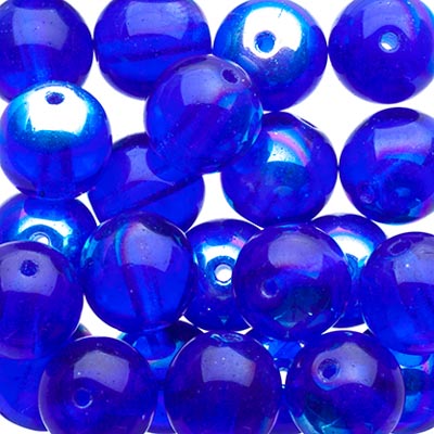 Glass Beads - 8mm - Round - Transparent Sapphire AB (25)