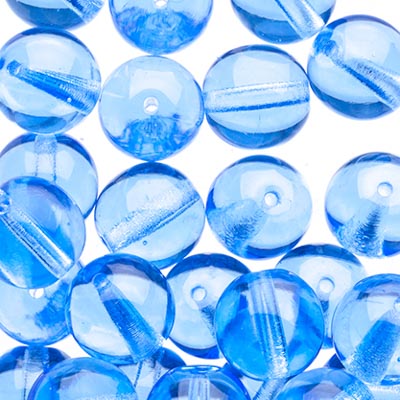 Glass Beads - 8mm - Round - Transparent Light Sapphire (25)