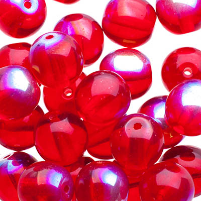 Glass Beads - 8mm - Round - Siam AB (25)