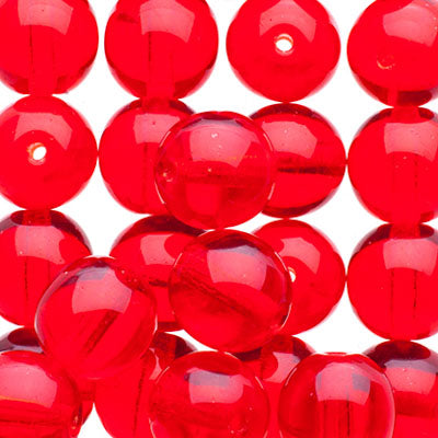 Glass Beads - 8mm - Round - Light Siam (25)