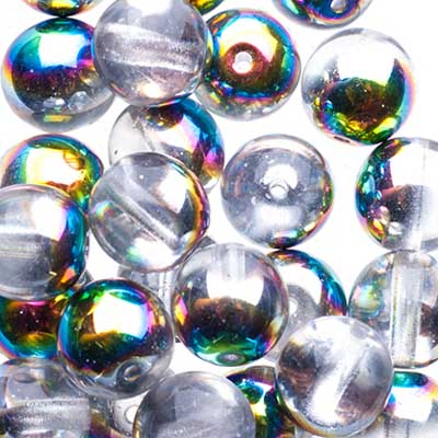 Glass Beads - 8mm - Round - Crystal Vitrail (25)