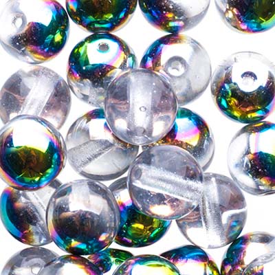 Glass Beads - 8mm - Round - Crystal Medium Vitrail (25)