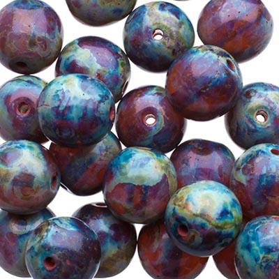 Glass Beads - 8mm - Round - Transparent Amethyst Travertine (25)