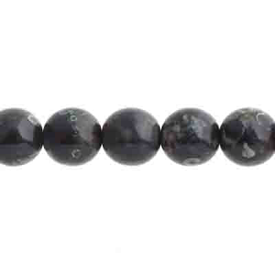 Glass Beads - 8mm Round - Jet Travertine (22pc strand)