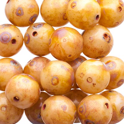 Glass Beads - 8mm - Round - Light Brown Alabaster Travertine (25)