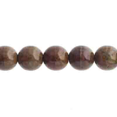 Glass Beads - 8mm Round - Opaque Red Travertine (22pc strand)