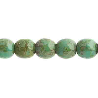 Glass Beads - 8mm Round - Opaque Turquoise Travertine (22pc strand)