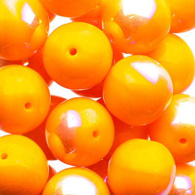 Glass Beads - 10mm - Round - Opaque Orange AB (25)