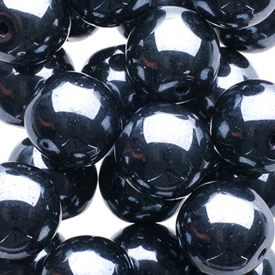 Glass Beads - 10mm - Round - Jet Hematite 2 (25)