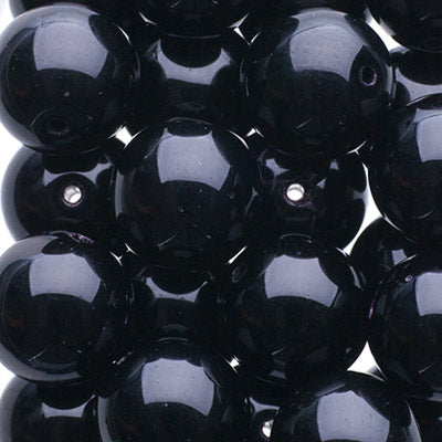 Glass Beads - 10mm - Round - Opaque Jet (25)