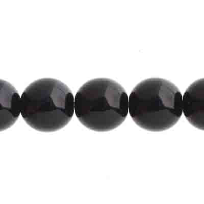 Glass Beads - 10mm Round - Opaque Jet (18pc strand)