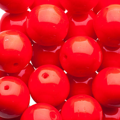Glass Beads - 10mm - Round - Opaque Red (25)