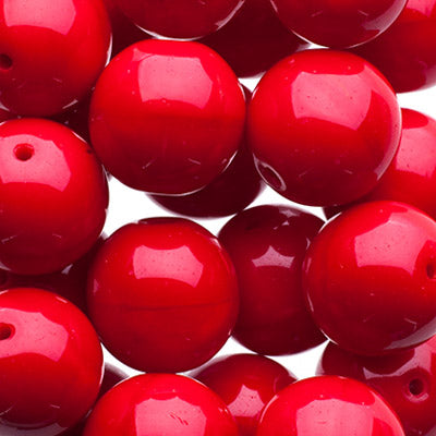Glass Beads - 10mm - Round - Opaque Dark Red (25)