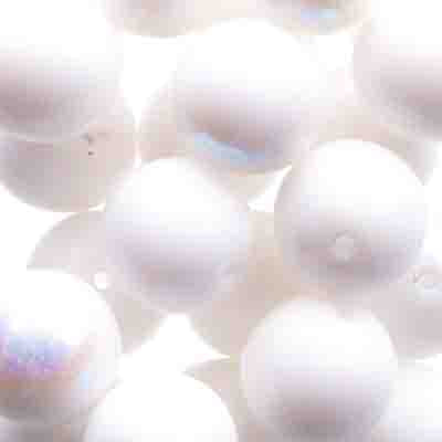 Glass Beads - 10mm - Round - Chalk White AB (25)