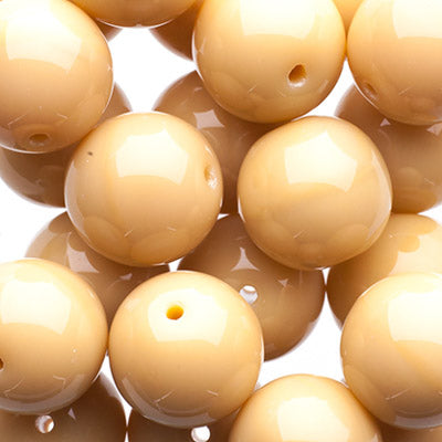 Glass Beads - 10mm - Round - Opaque Ivory (25)