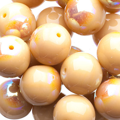 Glass Beads - 10mm - Round - Ivory AB (25)