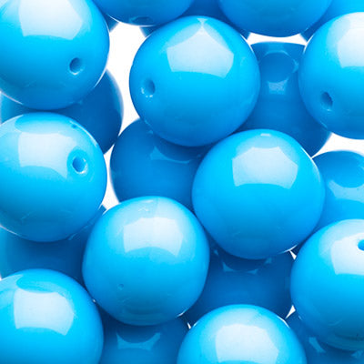 Glass Beads - 10mm - Round - Opaque Blue Turquoise (25)