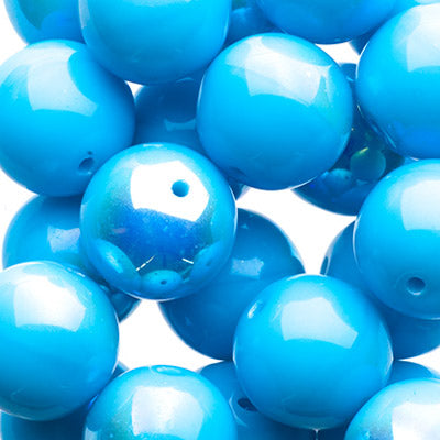 Glass Beads - 10mm - Round - Blue Turquoise AB (25)