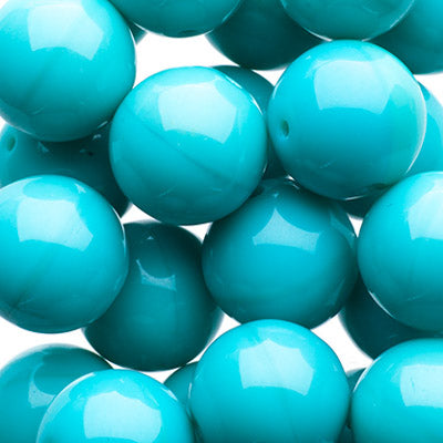 Glass Beads - 10mm - Round - Opaque Green Turquoise (25)