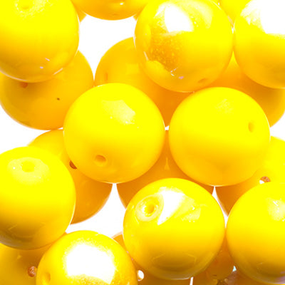 Glass Beads - 10mm - Round - Opaque Yellow AB (25)