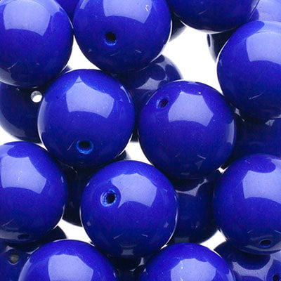 Glass Beads - 10mm - Round - Opaque Cobalt (25)