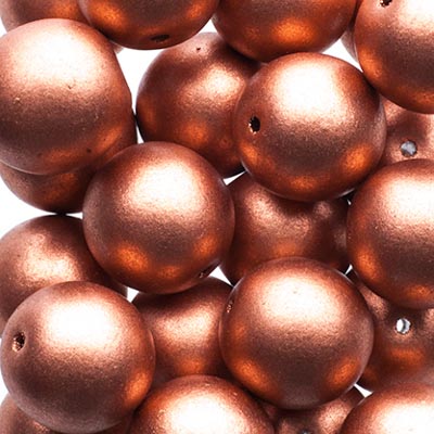 Glass Beads - 10mm - Round - Copper (25)