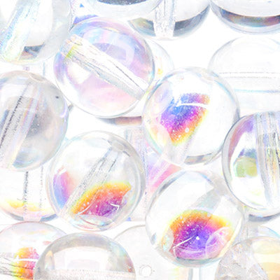 Glass Beads - 10mm - Round - Transparent Crystal AB (25)