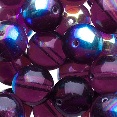 Glass Beads - 10mm - Round - Transparent Amethyst AB (25)