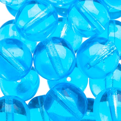 Glass Beads - 10mm - Round - Transparent Aqua (25)