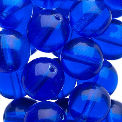 Glass Beads - 10mm - Round - Transparent Capri Blue (25)