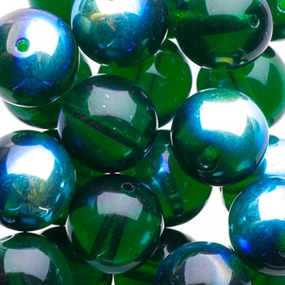 Glass Beads - 10mm - Round - Transparent Green AB (25)