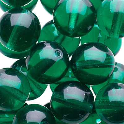 Glass Beads - 10mm - Round - Transparent Emerald (25)
