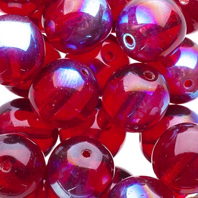 Glass Beads - 10mm - Round - Garnet AB (25)