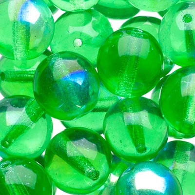 Glass Beads - 10mm - Round - Peridot AB (25)