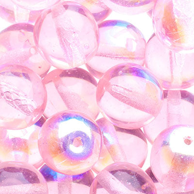 Glass Beads - 10mm - Round - Transparent Light Rose AB (25)