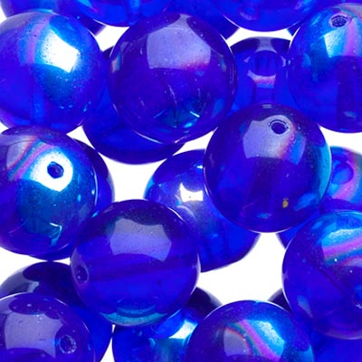 Glass Beads - 10mm - Round - Transparent Sapphire AB (25)